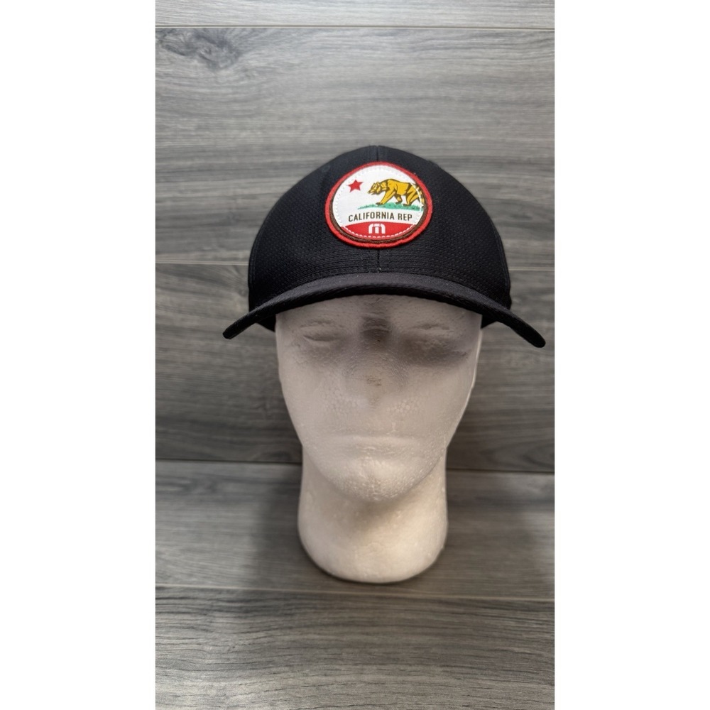 Travis Mathews Adult S/M Black California Republic Bear Patch Golf Hat Flex fit